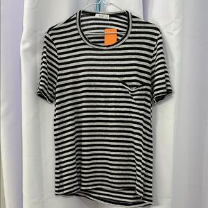 A.L.C. Black and White Striped Short Sleeve Tee M